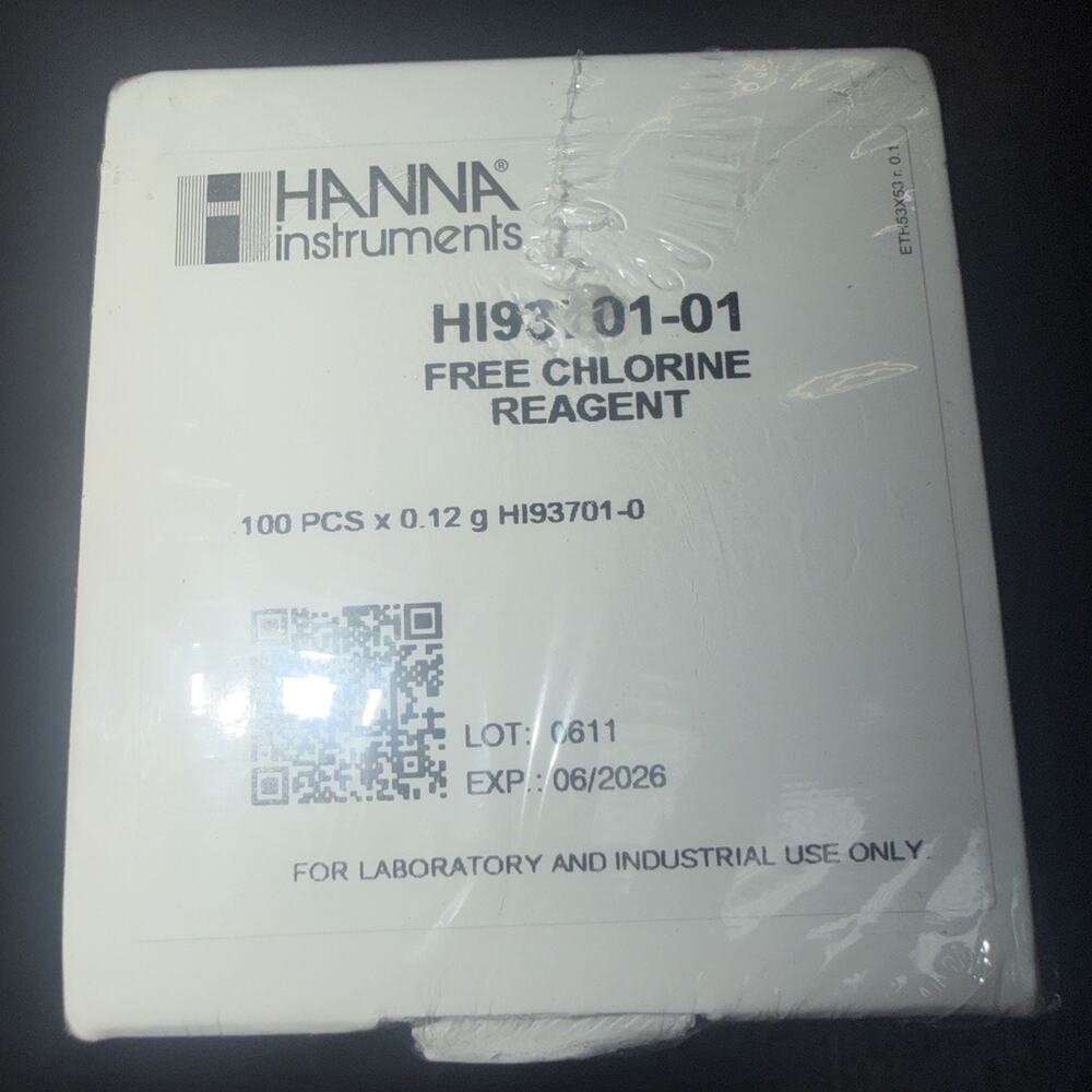Hanna Instruments HI93701-01 Free Chlorine Reagents 100 Tests Exp 06/2026